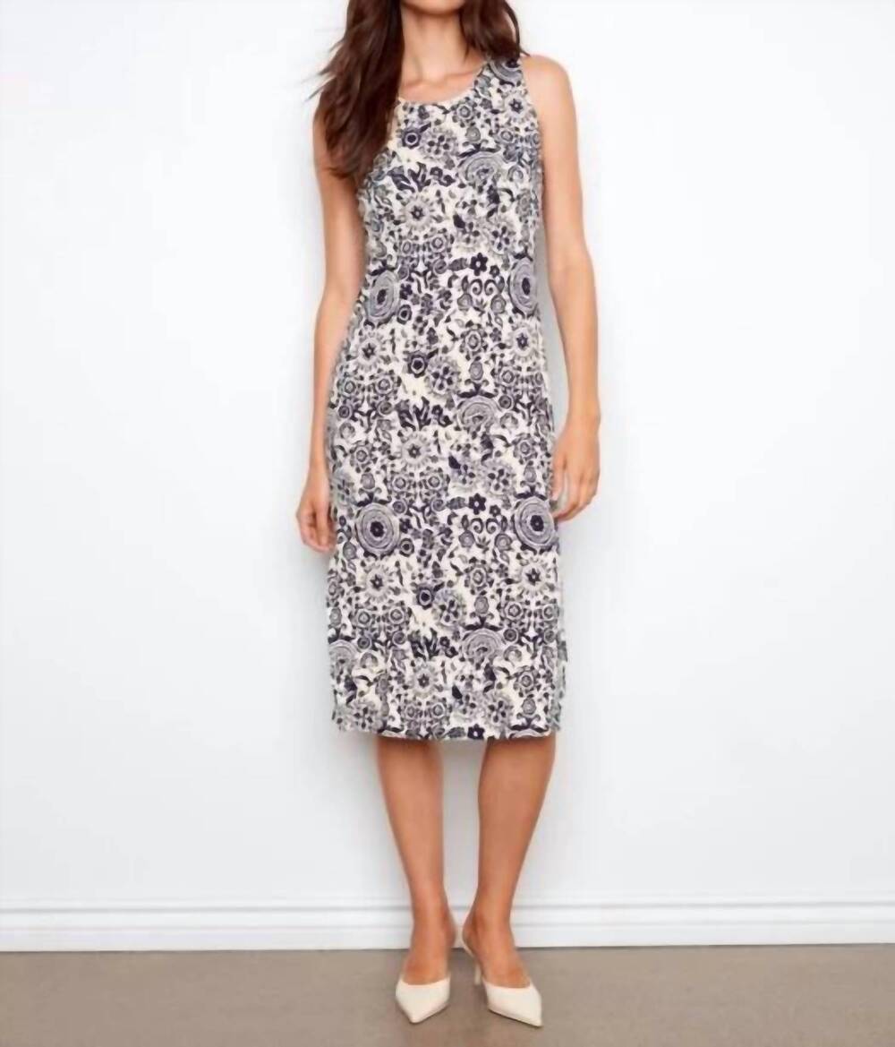 NEW CHARLIE B baroque dress in navy